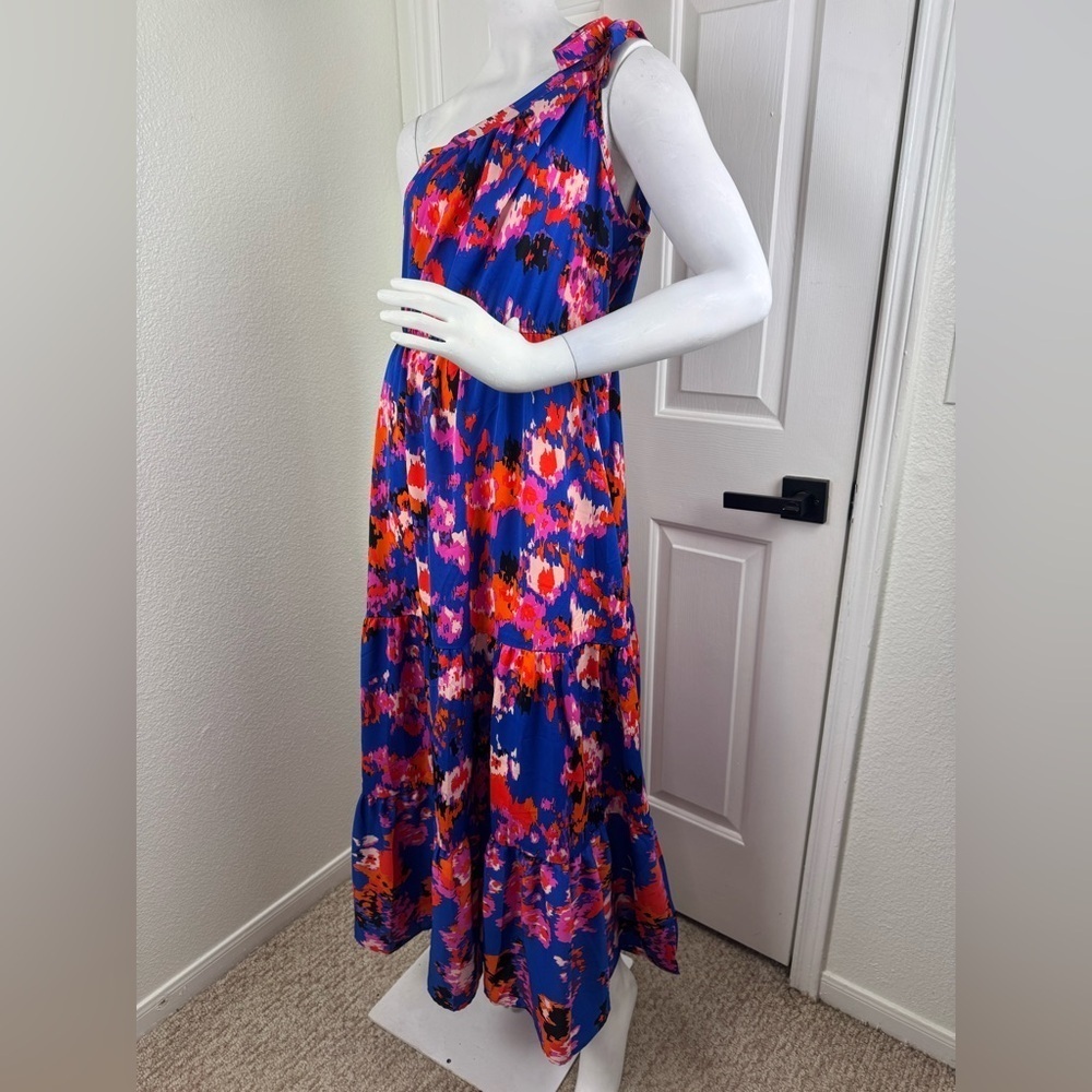 Pretty Garden Floral Maxi Dress in Blue and Red Size Large I#107 - Picture 6 of 12